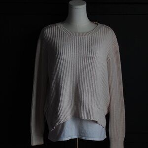 H&M | Cotton Blend Ribbed Boxy Cut Sweater w Side Zips